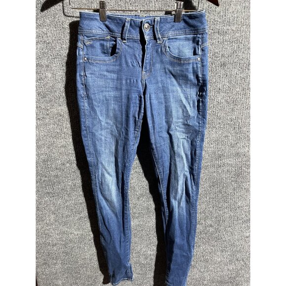 G-Star RAW Denim - G-Star RAW Lynn Mid Skinny Jeans Womens 27x30 Blue Medium Wash Stretch Denim